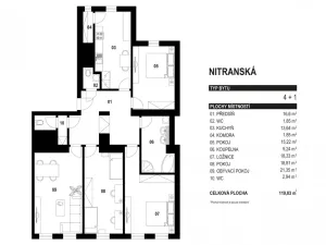 Prodej bytu 4+1, Praha - Vinohrady, Nitranská, 120 m2