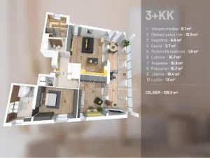 Prodej bytu 3+kk, Praha - Hlubočepy, Výhledová, 110 m2