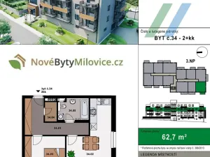 Prodej bytu 2+kk, Milovice, 64 m2