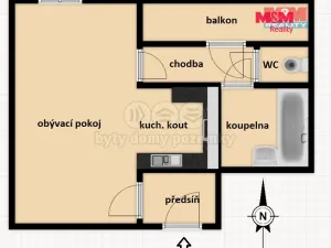 Pronájem bytu 1+kk, Praha - Holešovice, Stupkova, 31 m2