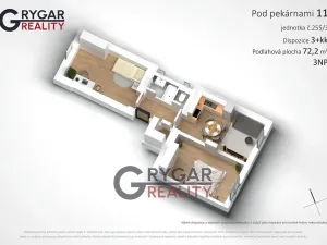 Prodej bytu 3+kk, Praha - Vysočany, Pod pekárnami, 72 m2