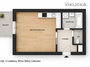 Pronájem bytu 1+kk, Brno - Starý Lískovec, U Leskavy, 33 m2
