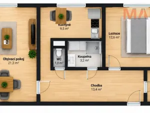 Prodej bytu 2+1, Jirkov, Na Borku, 60 m2