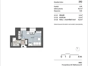 Pronájem bytu 1+kk, Brno, Mathonova, 20 m2