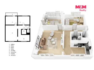 Prodej bytu 3+1, Roztoky, Braunerova, 75 m2