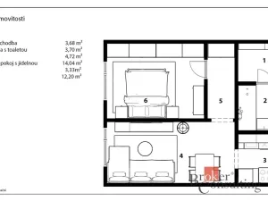 Prodej bytu 2+kk, Praha - Komořany, U vlečky, 42 m2