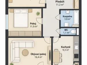 Prodej bytu 3+1, Brno, Neužilova, 68 m2