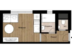 Pronájem bytu 1+kk, Praha - Kunratice, Krameriova, 20 m2
