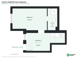 Prodej bytu 1+1, Brno, Viniční, 31 m2