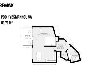 Pronájem bytu 2+kk, Praha - Smíchov, Pod Hybšmankou, 53 m2