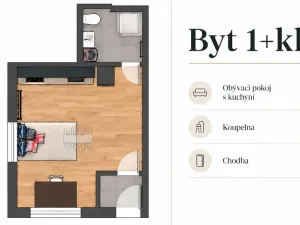 Pronájem bytu 1+kk, Mělník, Českolipská, 22 m2