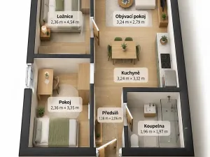 Pronájem bytu 3+kk, Mladá Boleslav, Na Radouči, 46 m2