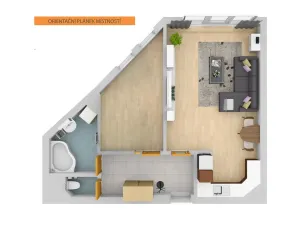 Pronájem bytu 2+kk, Praha - Vysočany, Na Harfě, 57 m2