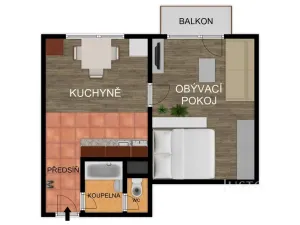 Prodej bytu 1+1, Písek - Budějovické Předměstí, Harantova, 36 m2