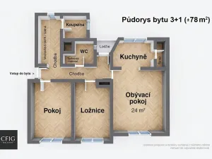 Prodej bytu 3+1, Kladno, Kordačova, 78 m2