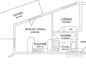 Pronájem bytu 2+kk, Praha - Libeň, Společná, 46 m2
