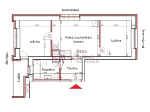 Pronájem bytu 3+kk, Jindřichův Hradec - Jindřichův Hradec III, sídliště Vajgar, 53 m2