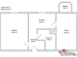 Prodej bytu 2+1, Hrušovany u Brna, Sídliště, 54 m2