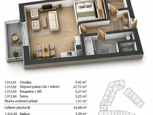 Pronájem bytu 1+kk, Olomouc, Wolkerova, 42 m2