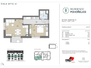 Pronájem bytu 2+kk, Pohořelice, U Kasáren, 50 m2
