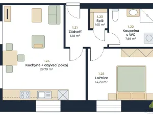 Prodej bytu 2+kk, Krhová, Hlavní, 57 m2