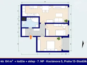 Prodej bytu 3+kk, Praha - Stodůlky, Kocianova, 64 m2