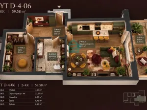 Prodej bytu 1+kk, Hluboká nad Vltavou, 44 m2