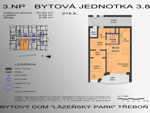 Prodej bytu 2+kk, Třeboň - Třeboň II, Lázeňská, 61 m2