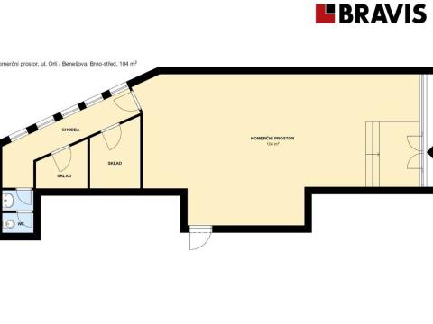 Pronájem obchodního prostoru, Brno - Brno-město, Orlí, 104 m2