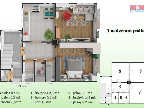 Prodej rodinného domu, Smečno, Komenského, 140 m2