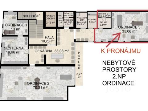 Pronájem ordinace, Písek - Vnitřní Město, Havlíčkovo nám., 41 m2