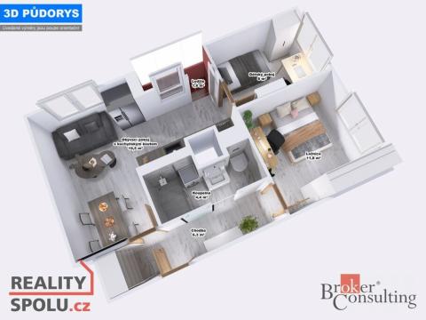 Pronájem bytu 3+kk, Jablonec nad Nisou, Polní, 56 m2