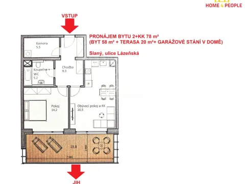 Pronájem bytu 2+kk, Slaný, Lázeňská, 78 m2