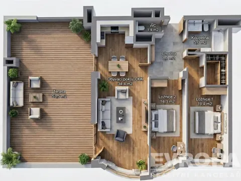 Prodej bytu 3+kk, Praha - Hlubočepy, Voskovcova, 83 m2