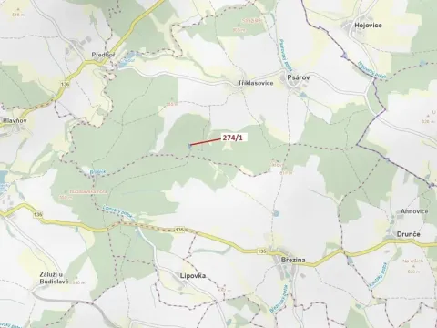 Dražba lesa, Psárov, 2949 m2