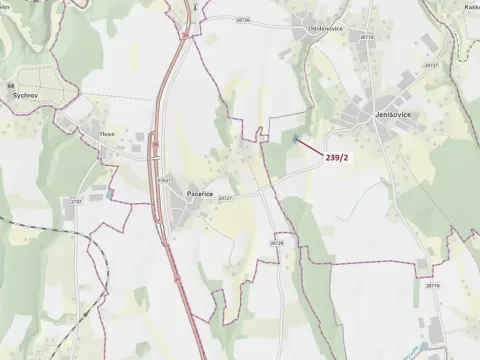 Dražba lesa, Jenišovice, 2305 m2