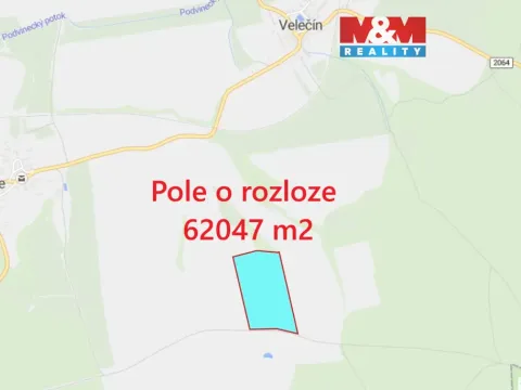 Prodej pole, Velečín, 62047 m2