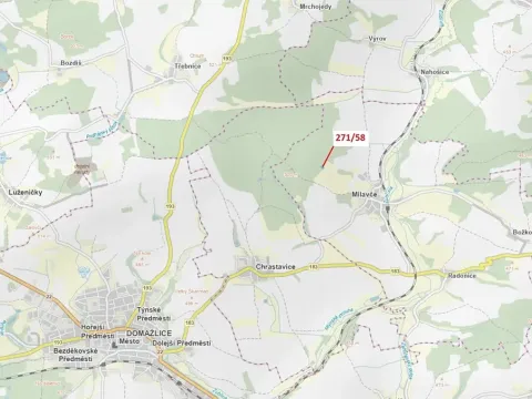 Dražba lesa, Milavče, 2102 m2