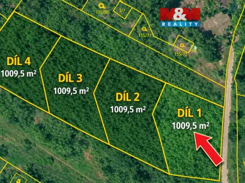 Prodej louky, Velké Popovice, 1009 m2