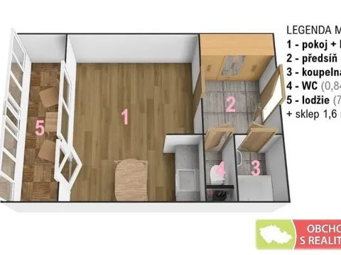 Pronájem bytu 1+kk, Praha, Bachova, 35 m2