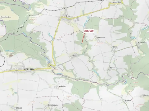 Dražba lesa, Břežany, 1949 m2